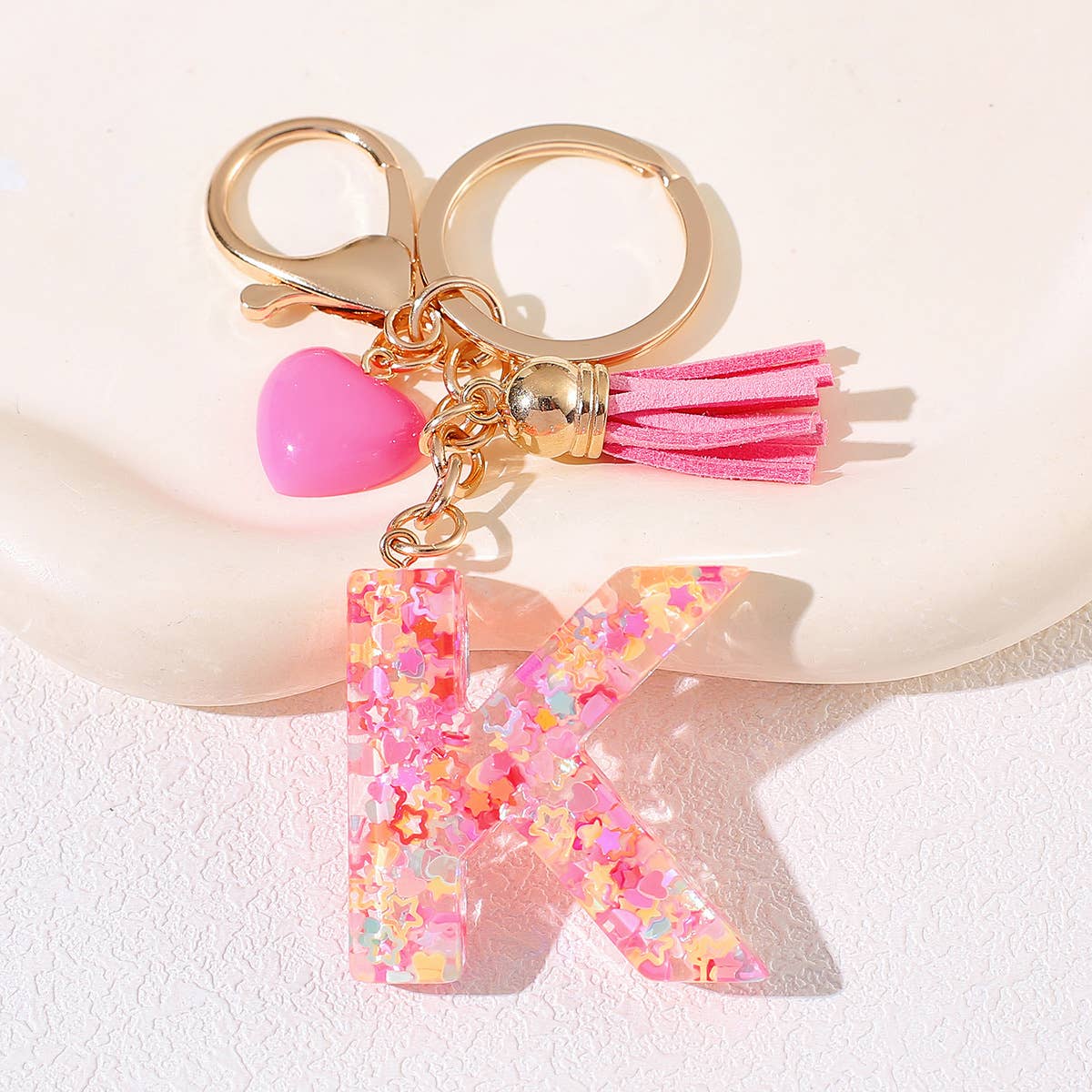Letter Tassel Keychain (Pink)