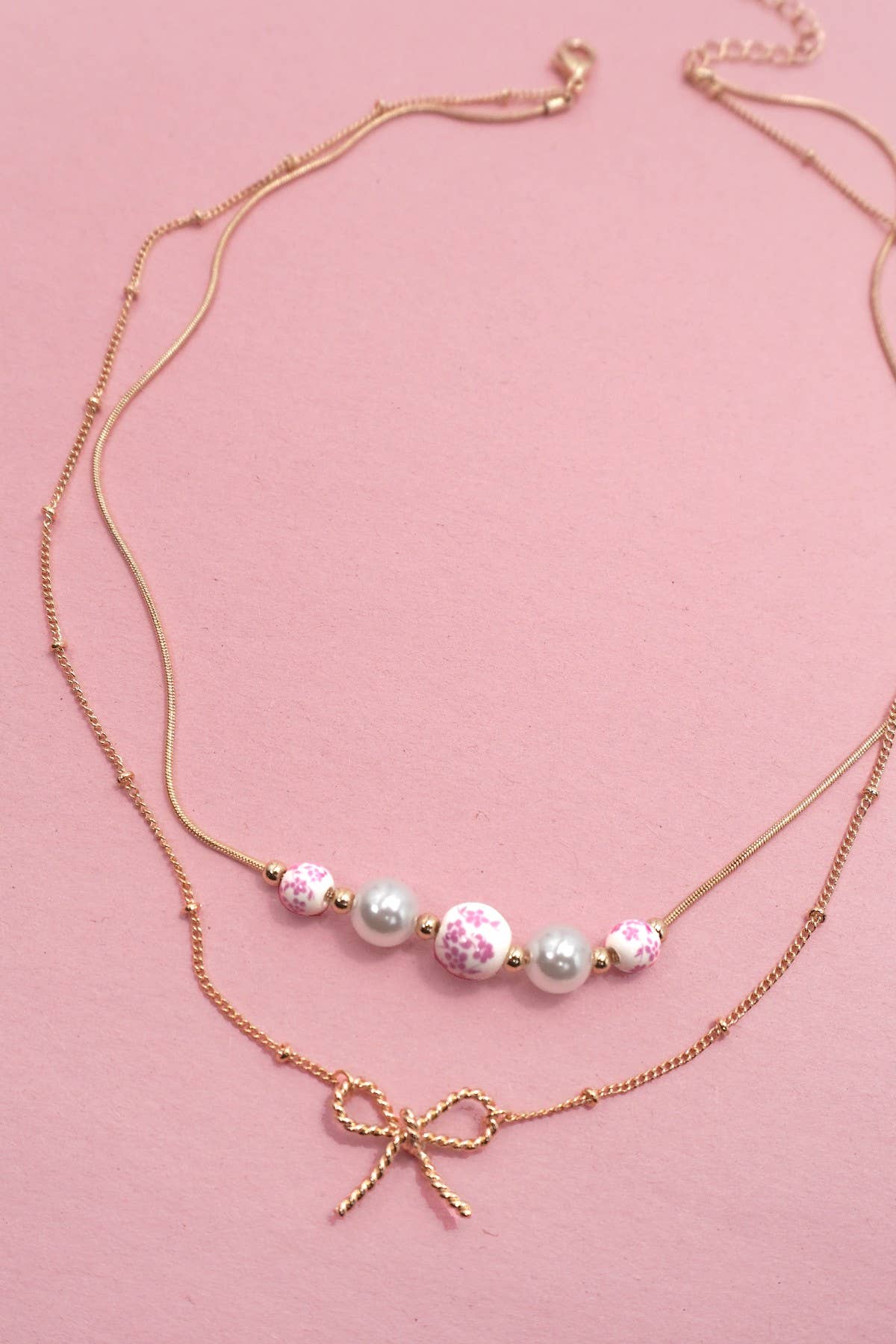 Anna Pink Porcelain Necklace duo