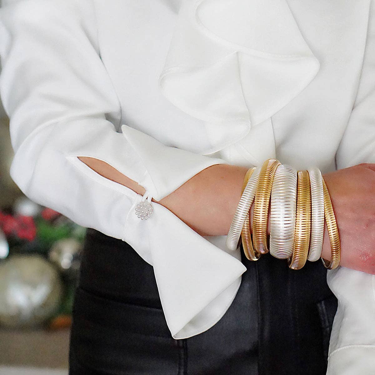 Florence Skinny Watchband Bangle in Satin Silver
