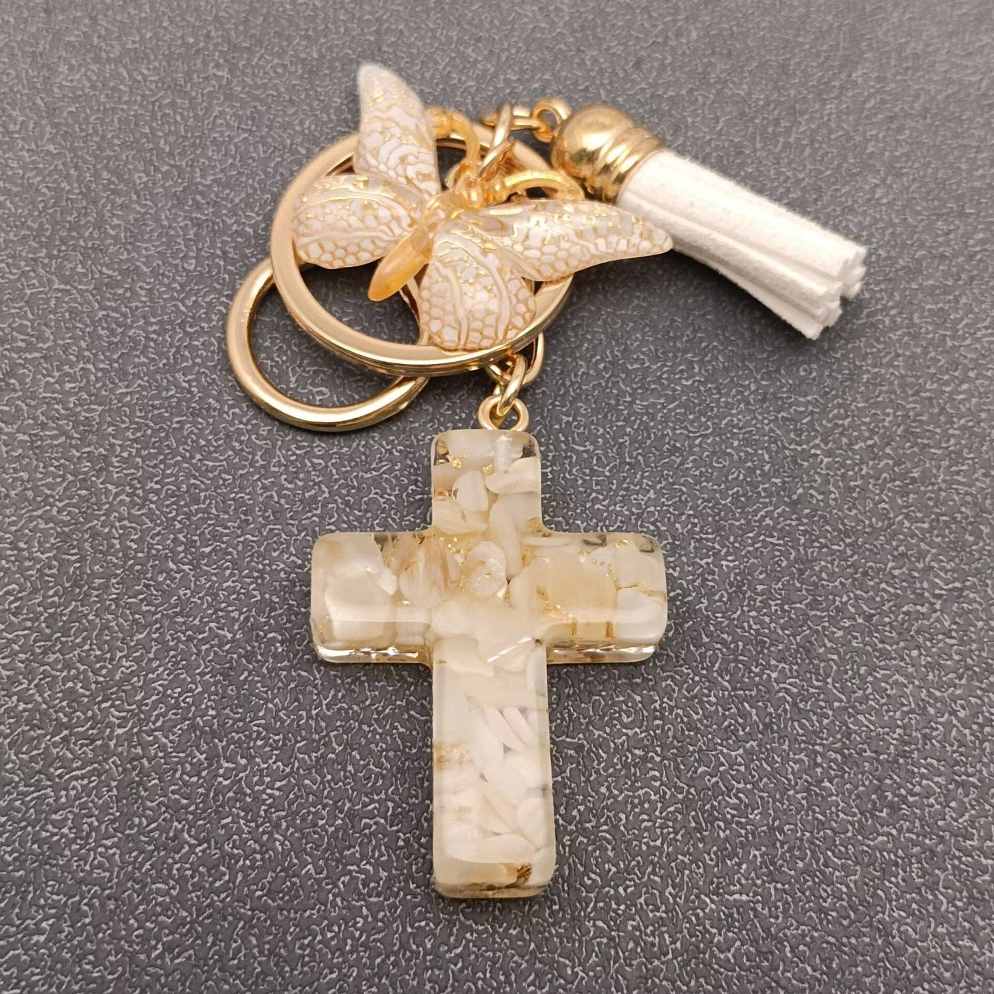 Butterfly Cross Tassel Keychain