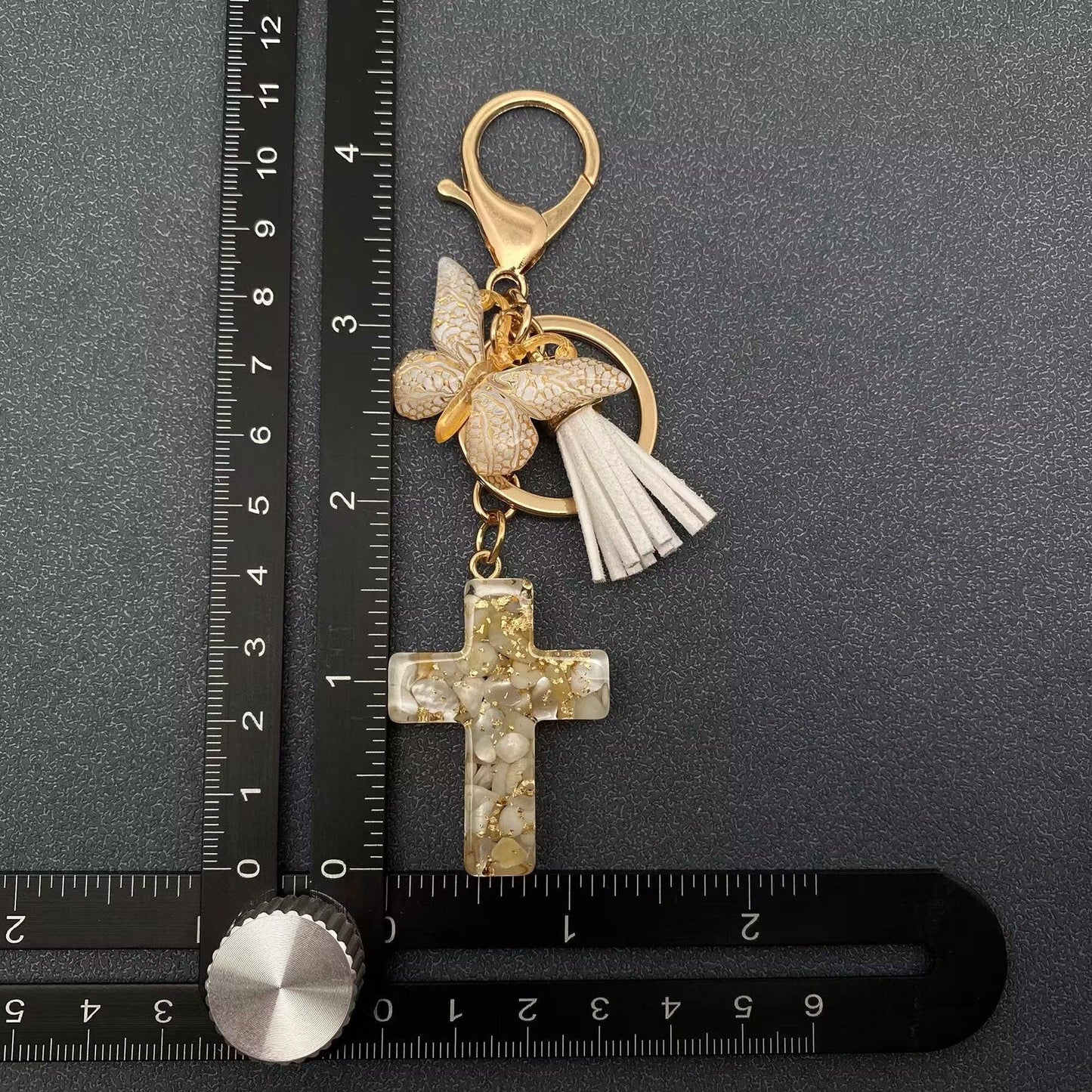 Butterfly Cross Tassel Keychain