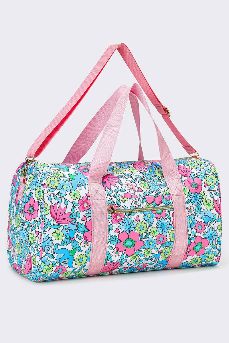 Neon Floral Duffle Bag