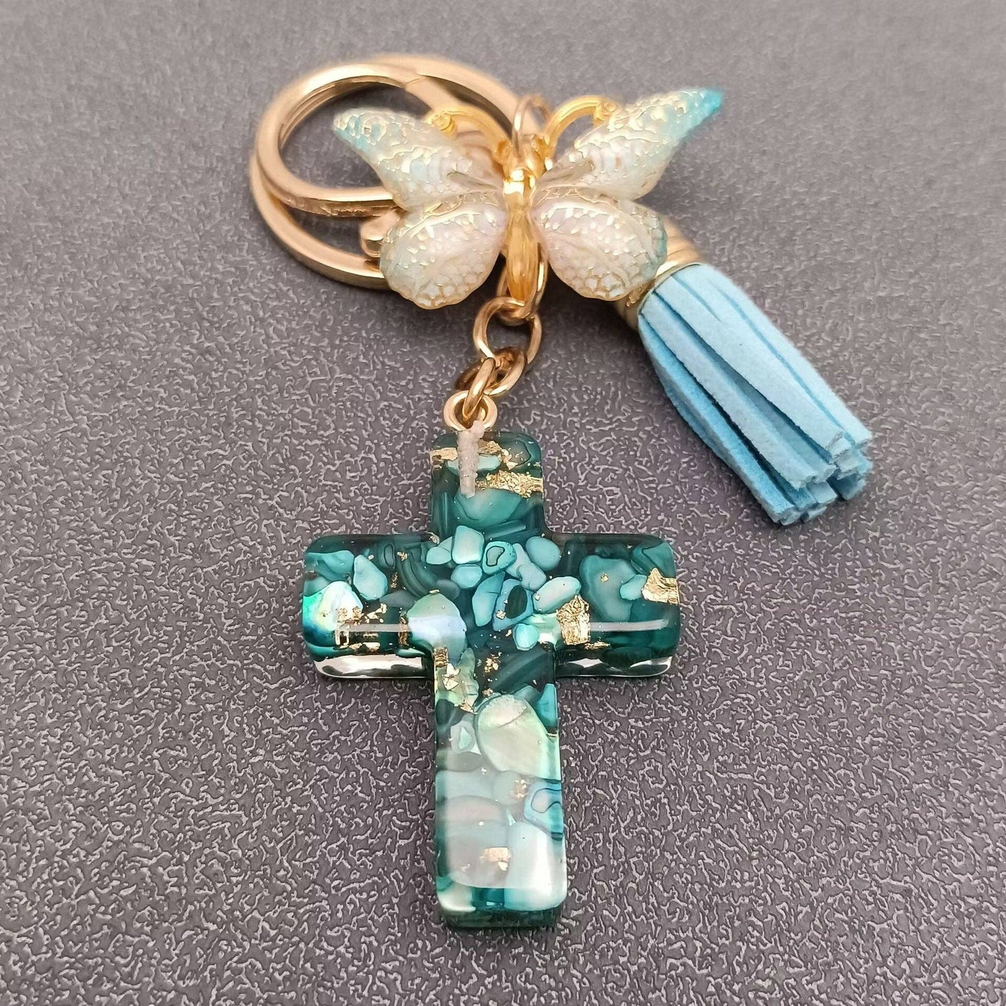 Butterfly Cross Tassel Keychain