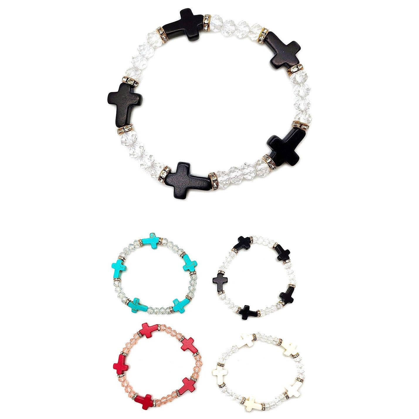Anna Beaded Cross Crystal Bracelets
