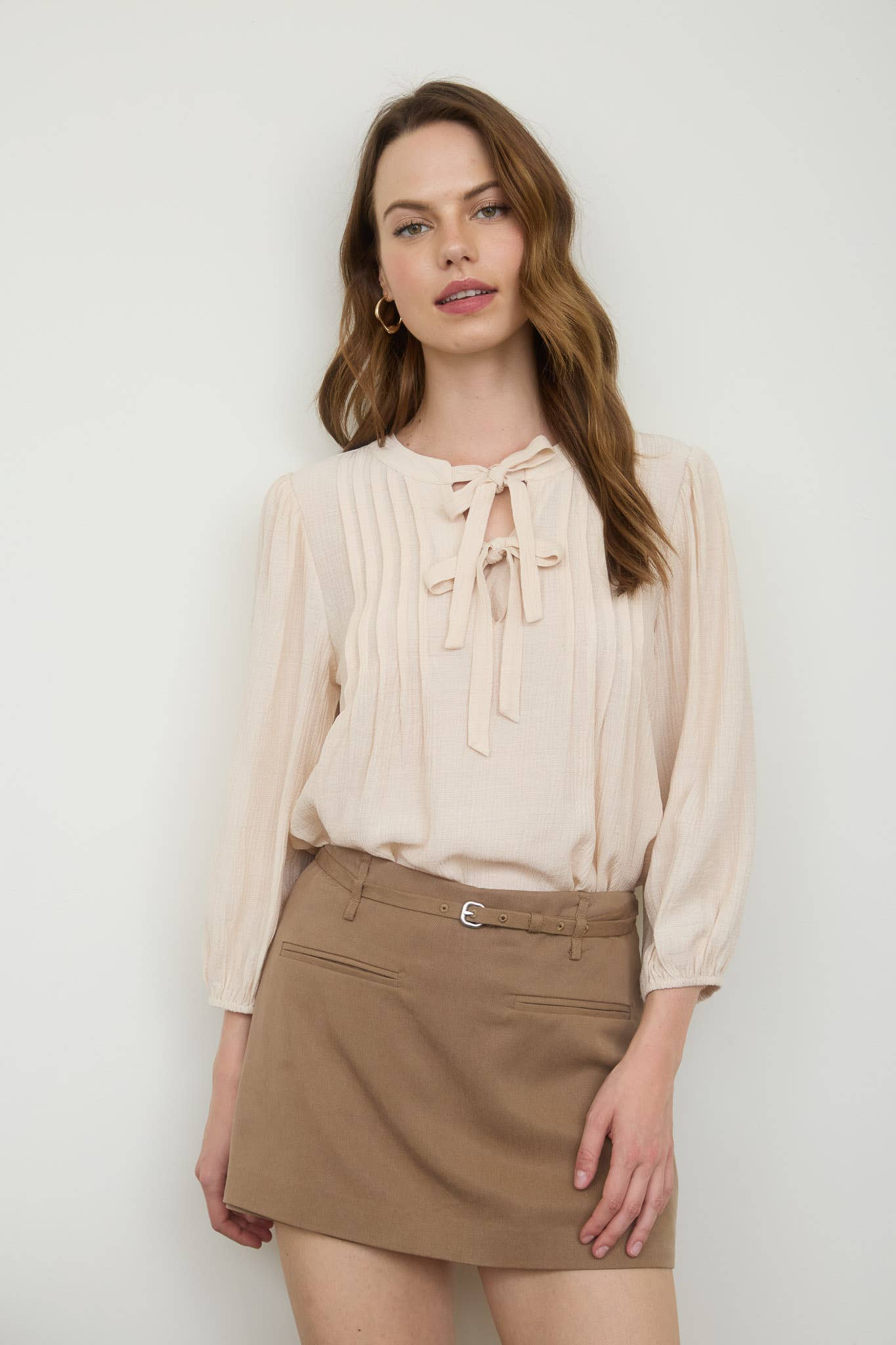 Chantal Quarter Sleeve Tied Top