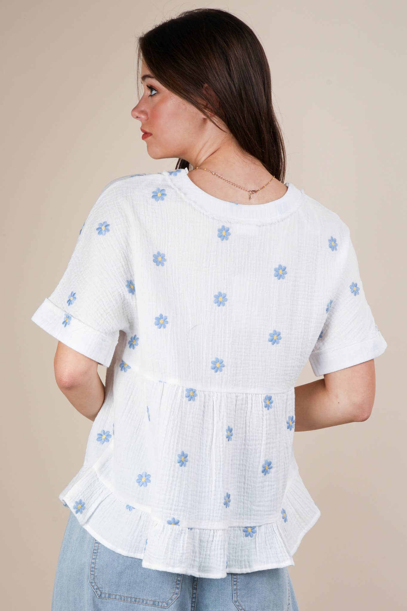 Melina Flower Embroidered Top