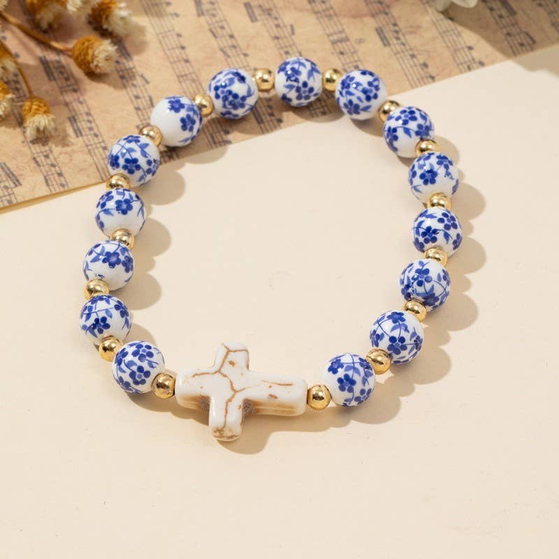 Khloe Porcelain Cross Bracelet