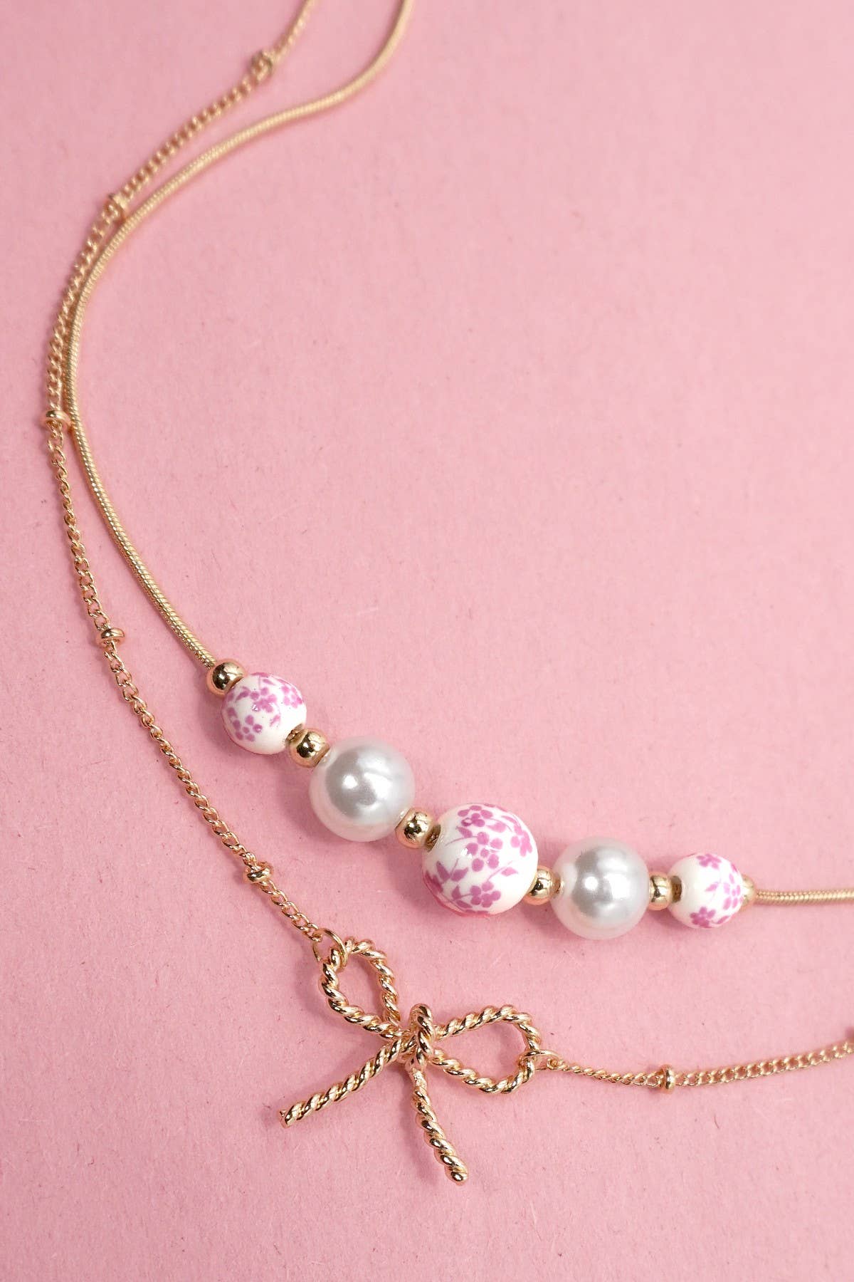 Anna Pink Porcelain Necklace duo