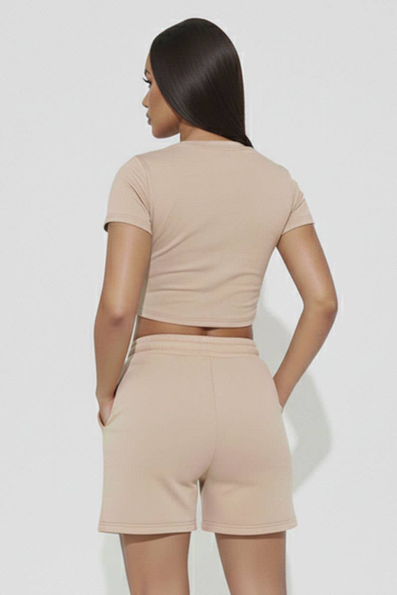 Casie Crop Tee & Shorts Set