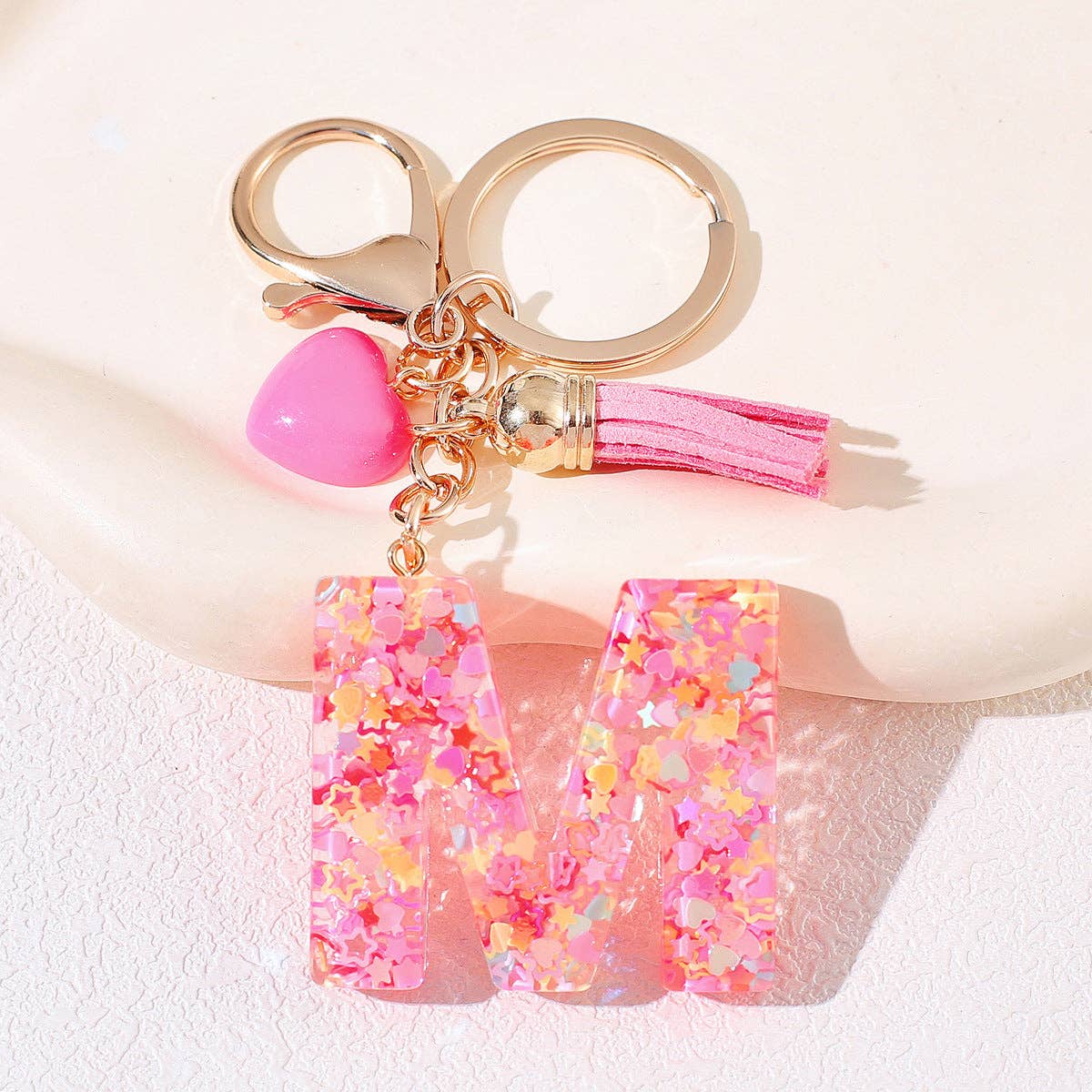 Letter Tassel Keychain (Pink)