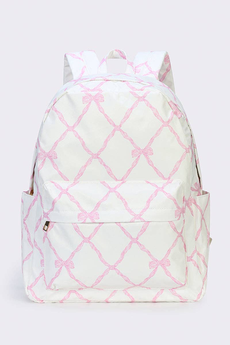 Bow Printed Large Backpack