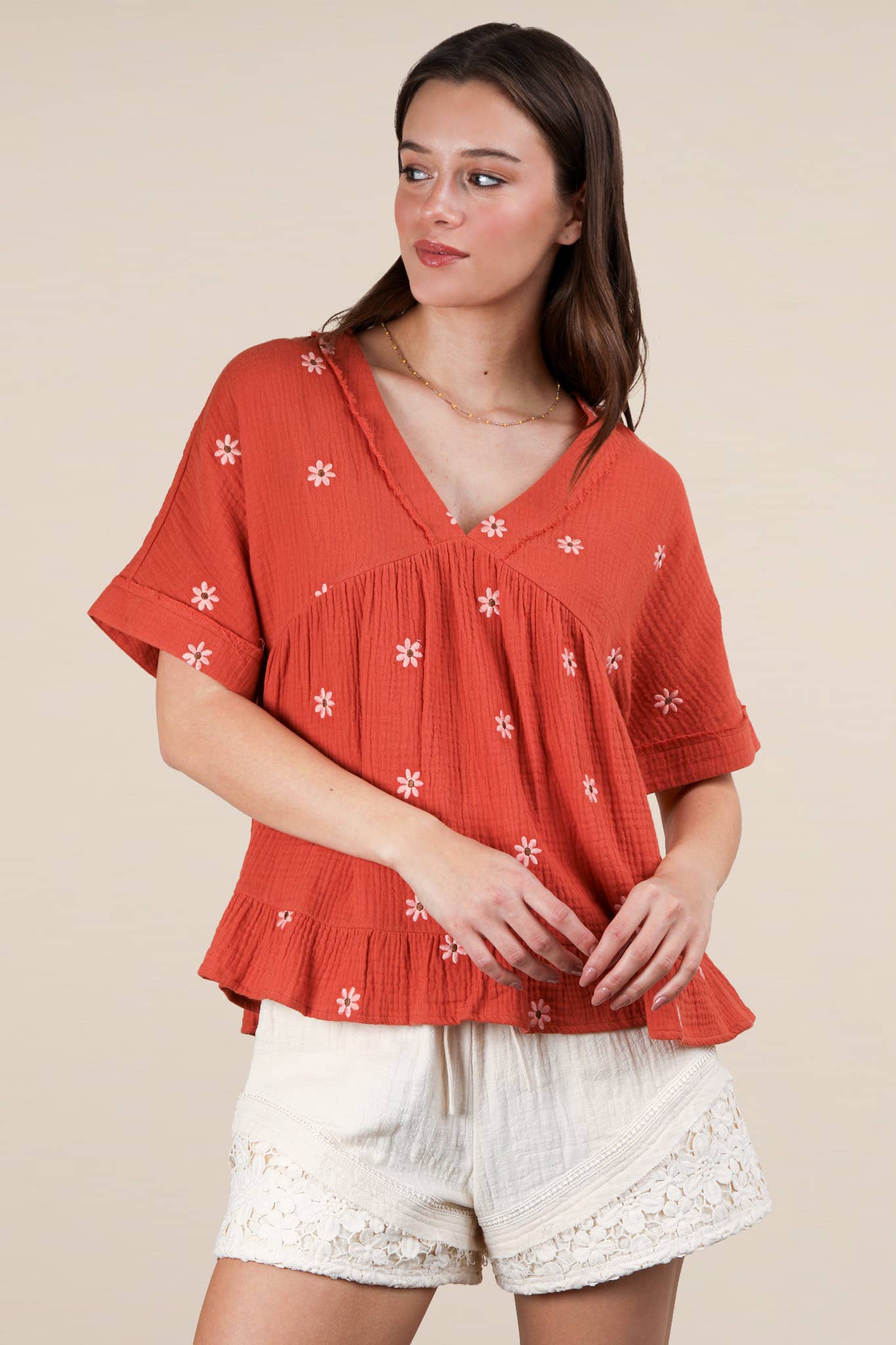 Melina Flower Embroidered Top