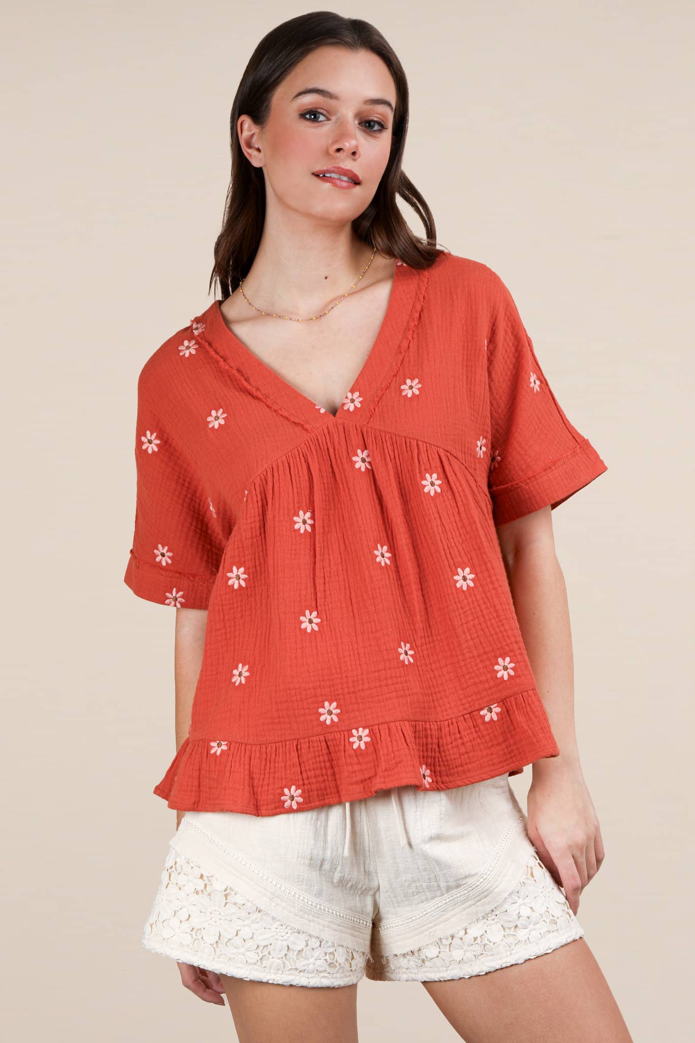 Melina Flower Embroidered Top