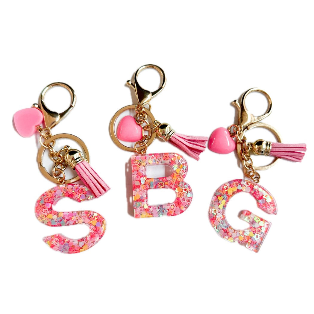 Letter Tassel Keychain (Pink)
