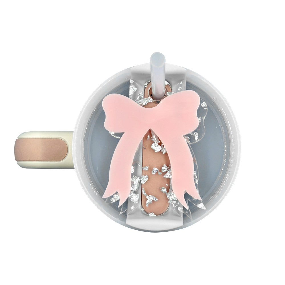Glitter Foil Bow Tumbler Topper