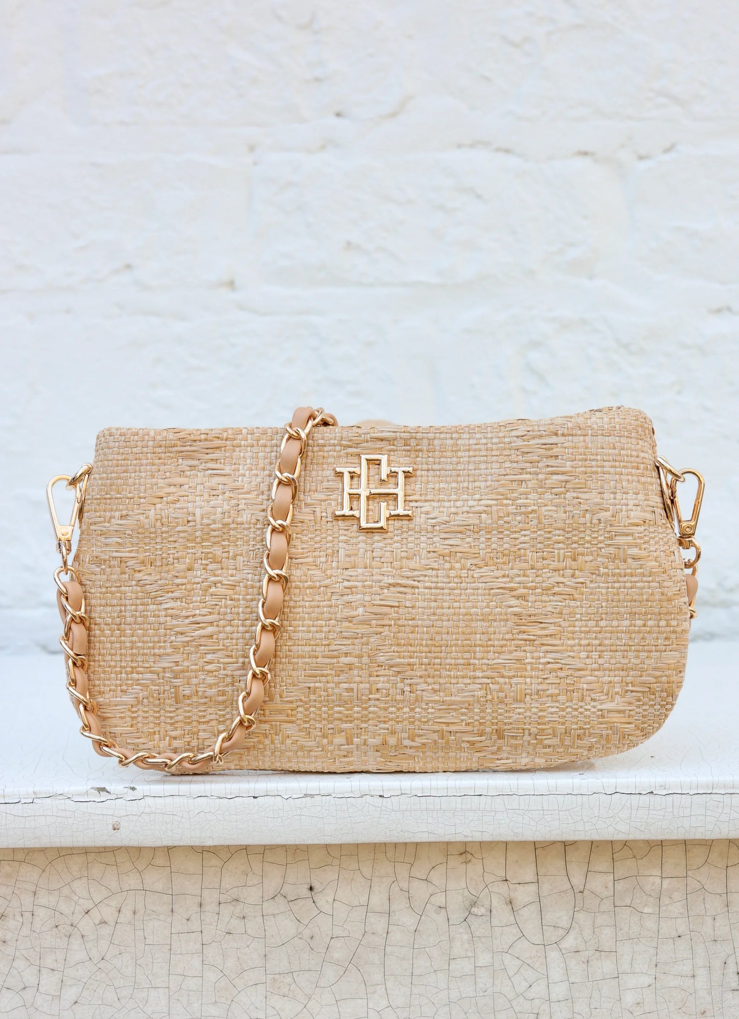 Caroline Hill Livi Crossbody Natural Lattice Tan