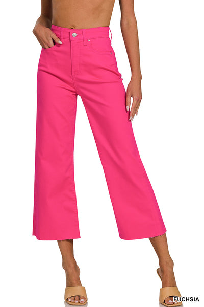 Evelyn Flare Cropped Pants - Fuchsia