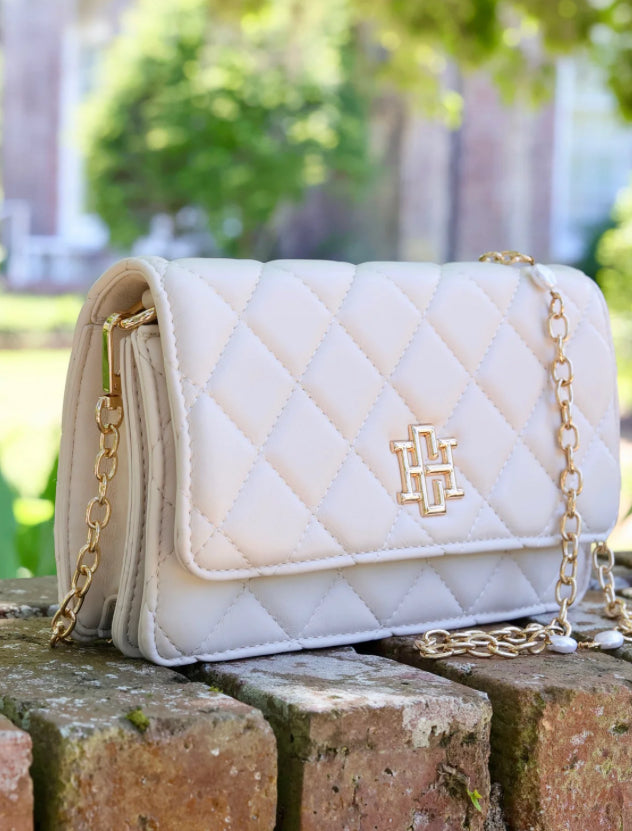 Caroline Hill Brynleigh Clutch/Crossbody Cream Quilted
