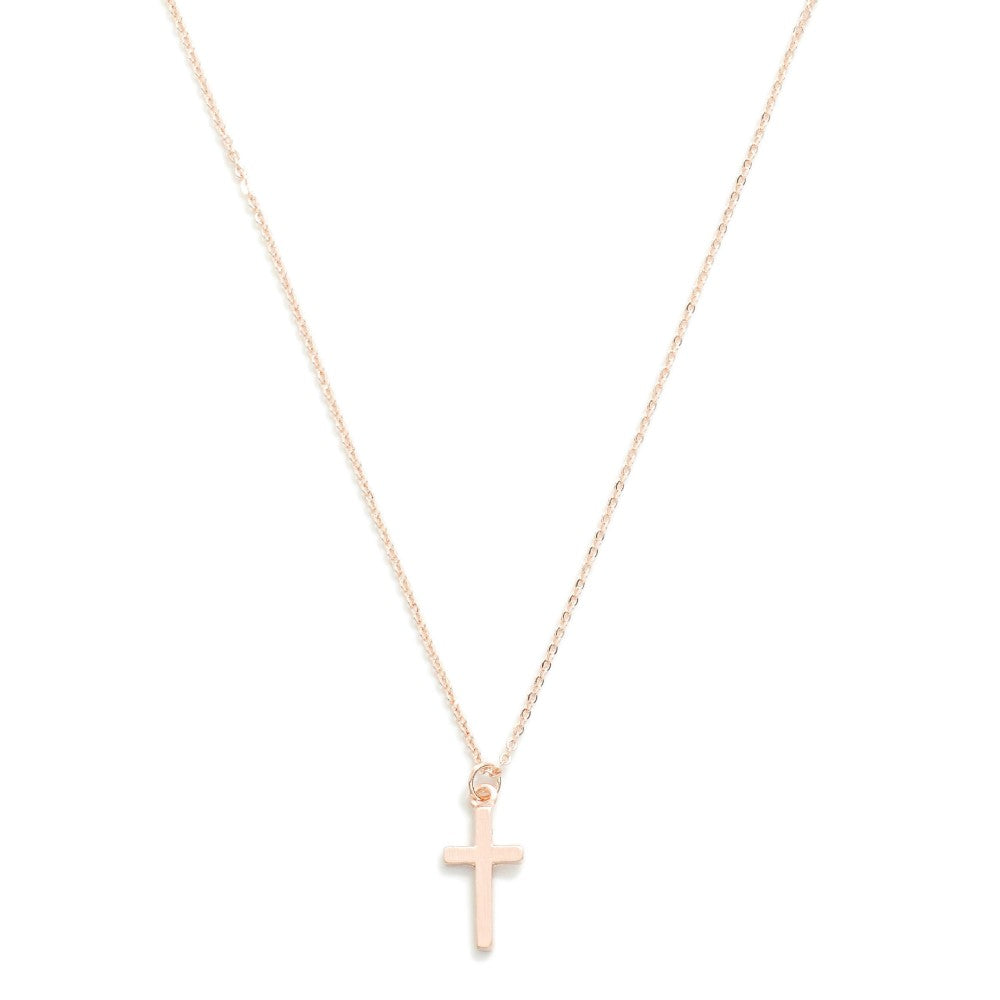 Cross Rose Gold Necklace