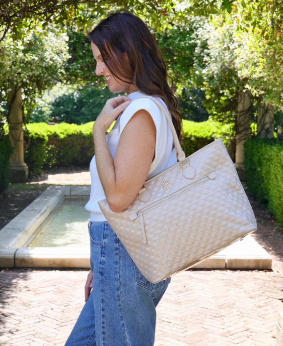Caroline Hill Jayden Tote Nude Patent SQ