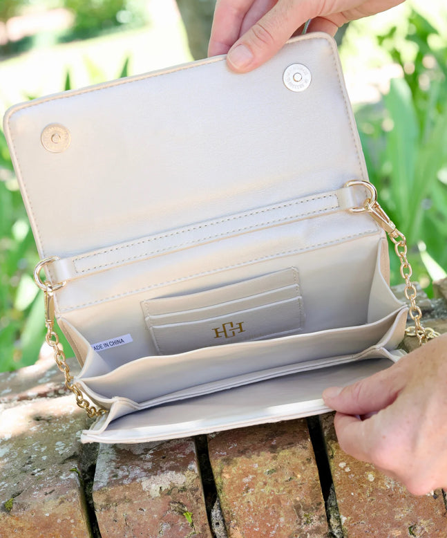 Caroline Hill Brynleigh Clutch Crossbody Cream Quilted