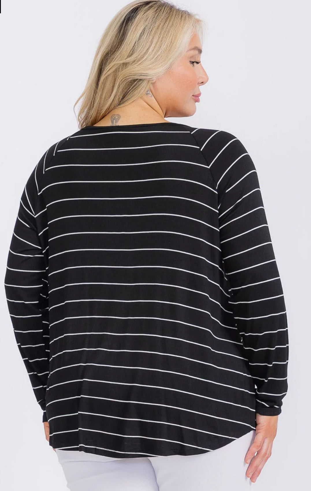 Plus - Shea Striped Long Sleeve Top