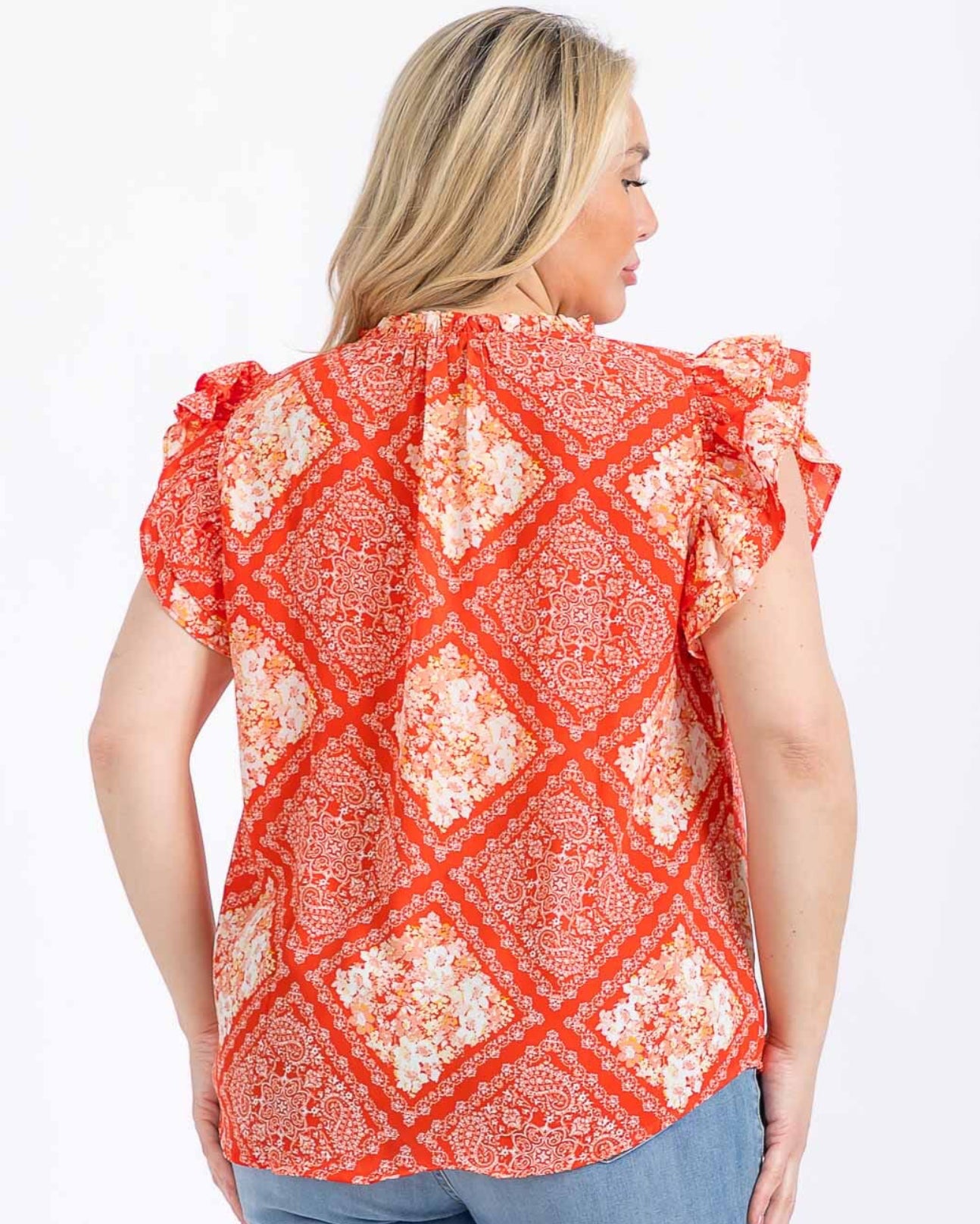 Plus - Leah Ruffle Sleeve Blouse