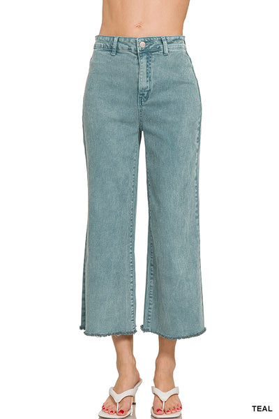 Lucy Acid Wash High Waist Frayed Pants