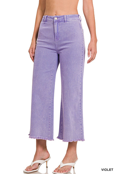Lucy Acid Wash High Waist Frayed Pants
