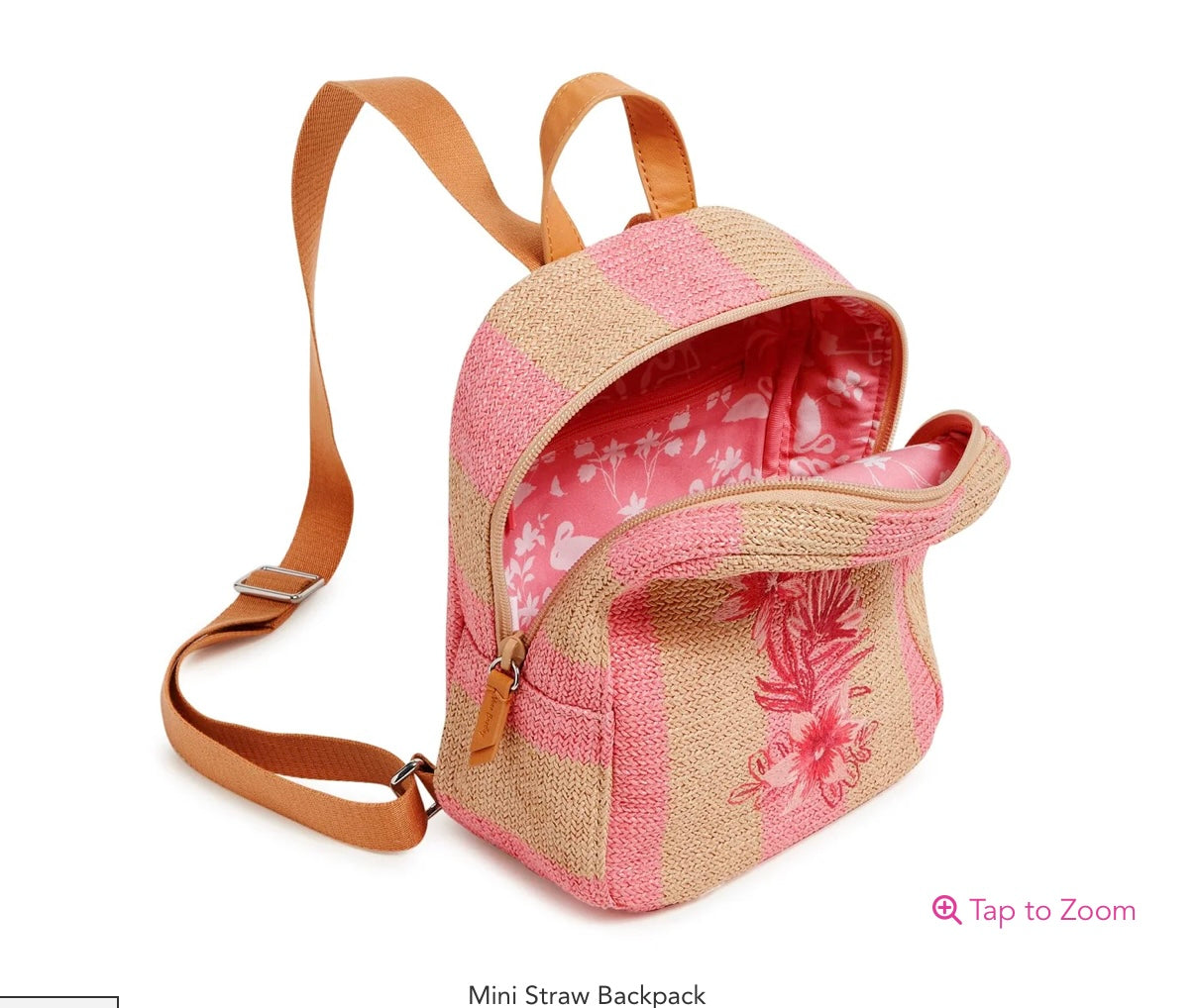 Mini Straw Backpack - Candy Pink Stripe Straw