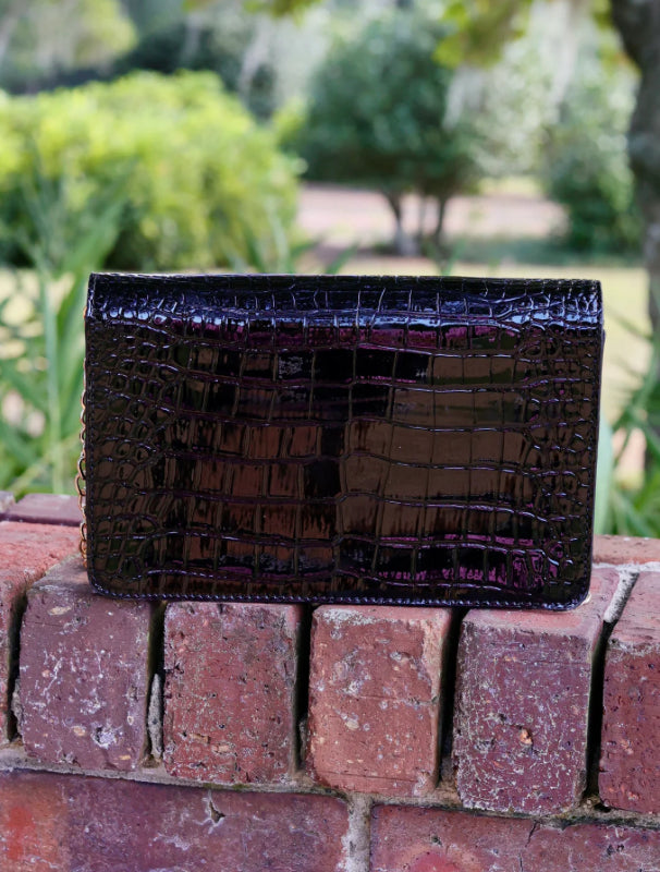 Caroline Hill Bryn Clutch/Crossbody Black Patent EQ