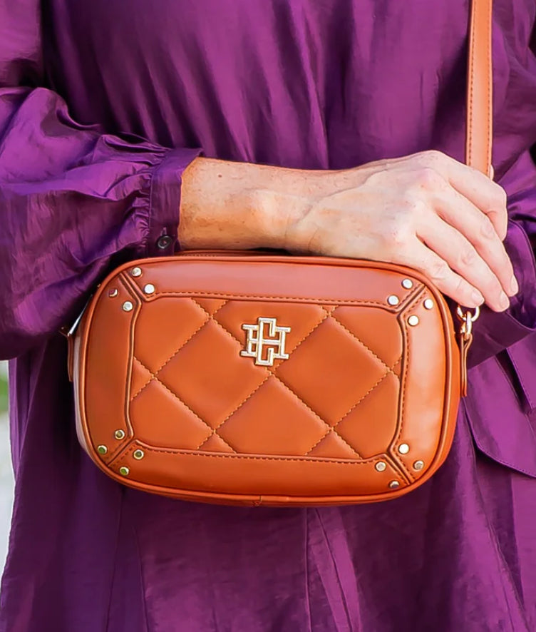 Caroline Hill Sloane Studded Crossbody Saddle LD
