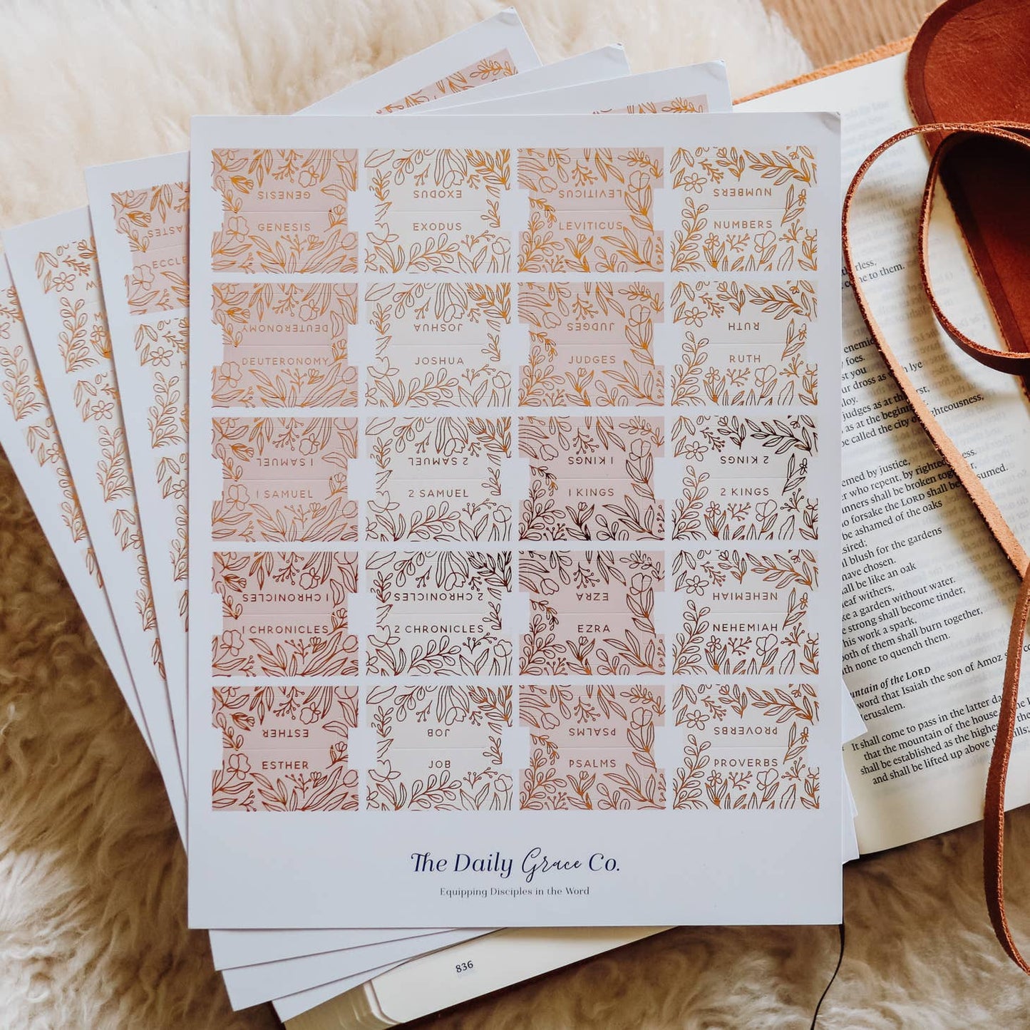 The Daily Grace Gold Foil Bible Tabs - Dusty Pink