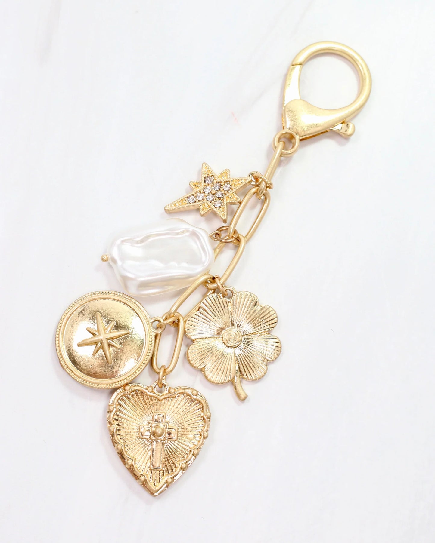 Caroline Hill Heart & Cross Bag Chain