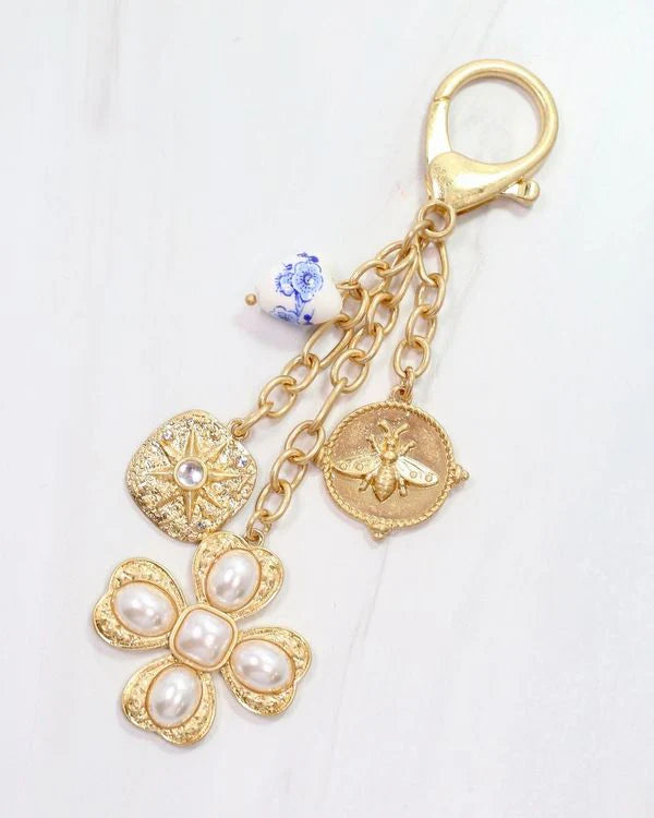 Caroline Hill Verona Gold and Pearl Bag Charm
