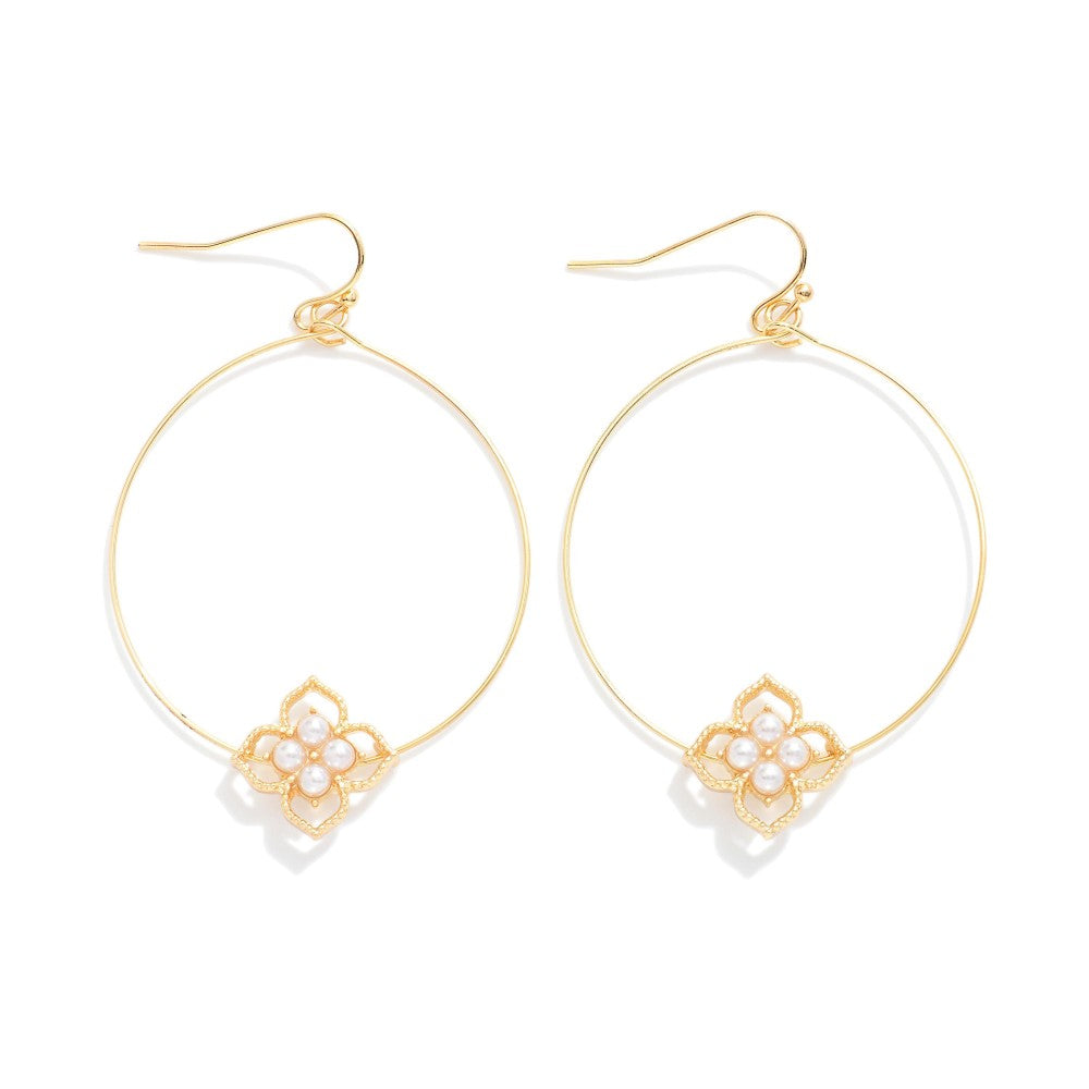 Tania Floral Pearl Hoop Earrings