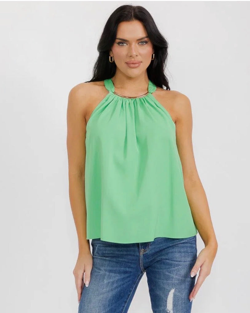 Marie Halter Top with Gold Accent