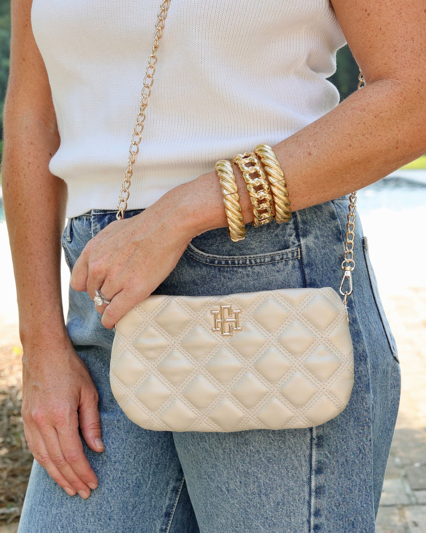 Caroline Hill Livi Crossbody Pearl Quilted
