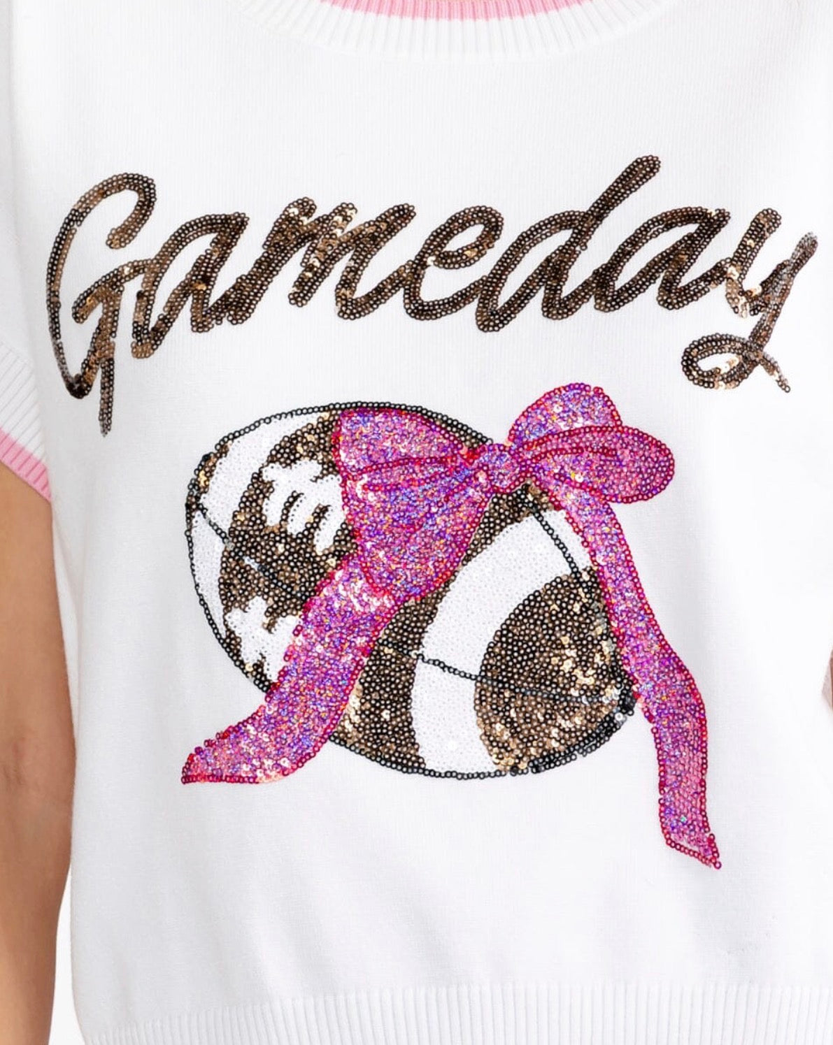 Sequin Game Day Bow Top