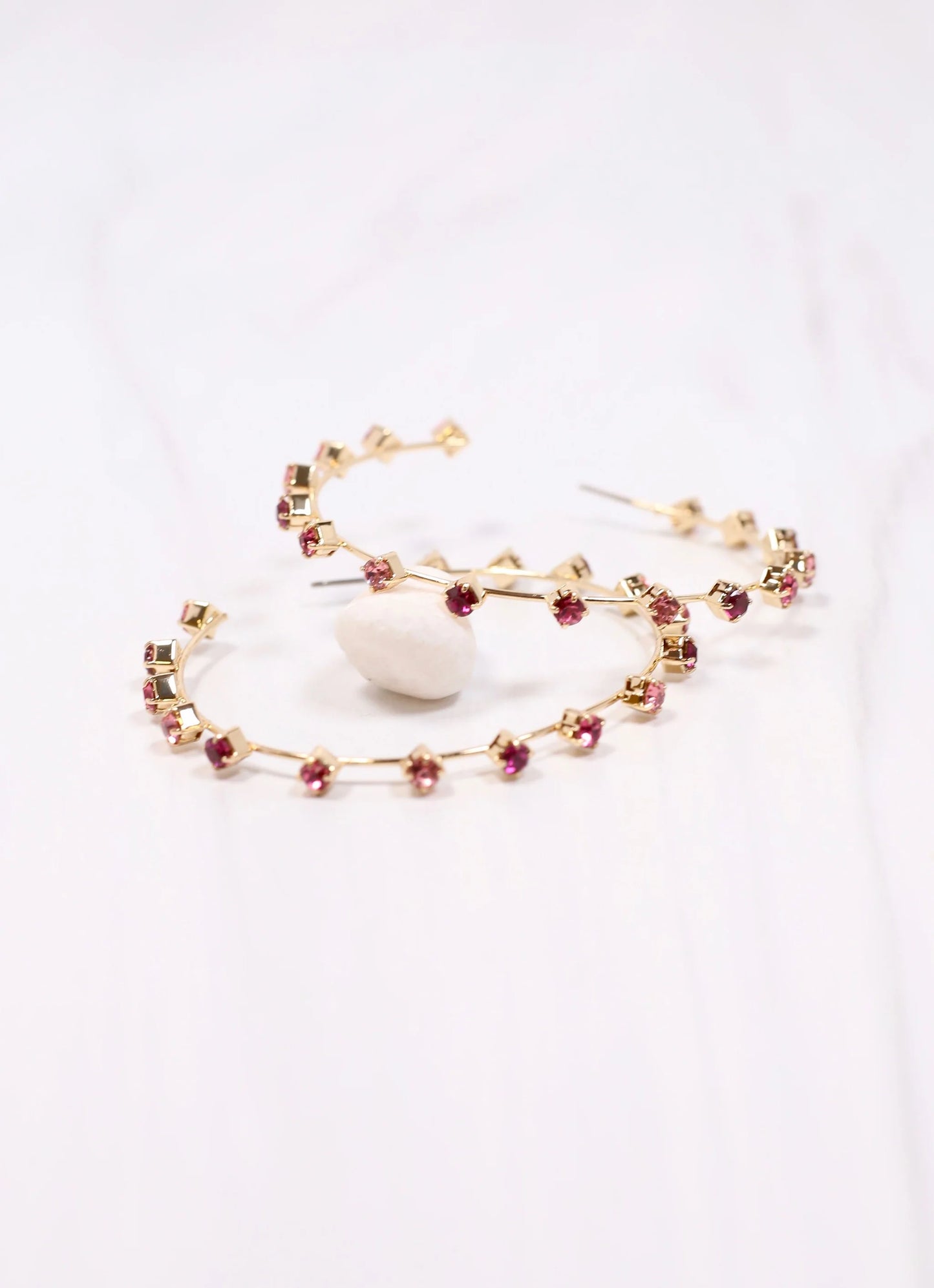 Caroline Hill Welland Stone Hoop Earring Pink