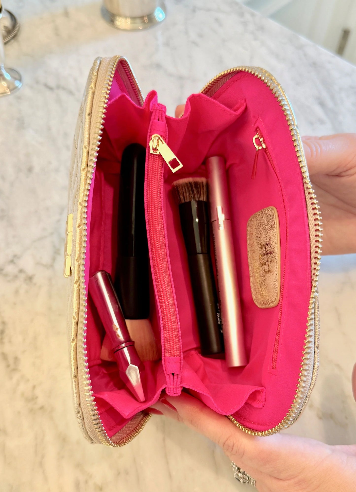 Caroline Hill Ibiza Small Pouch Champagne Pop