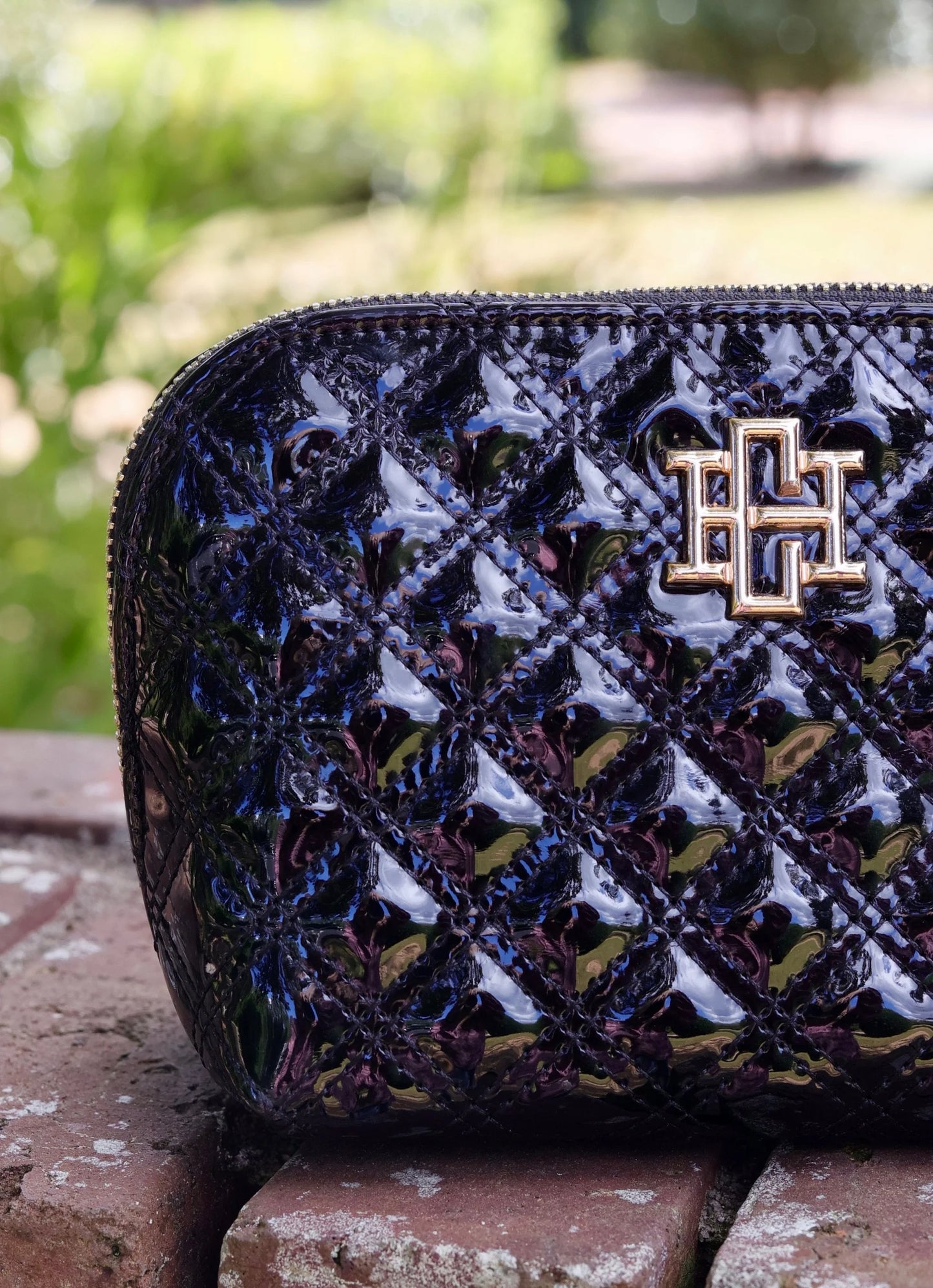 Caroline Hill Ibiza Small Pouch Black Patent