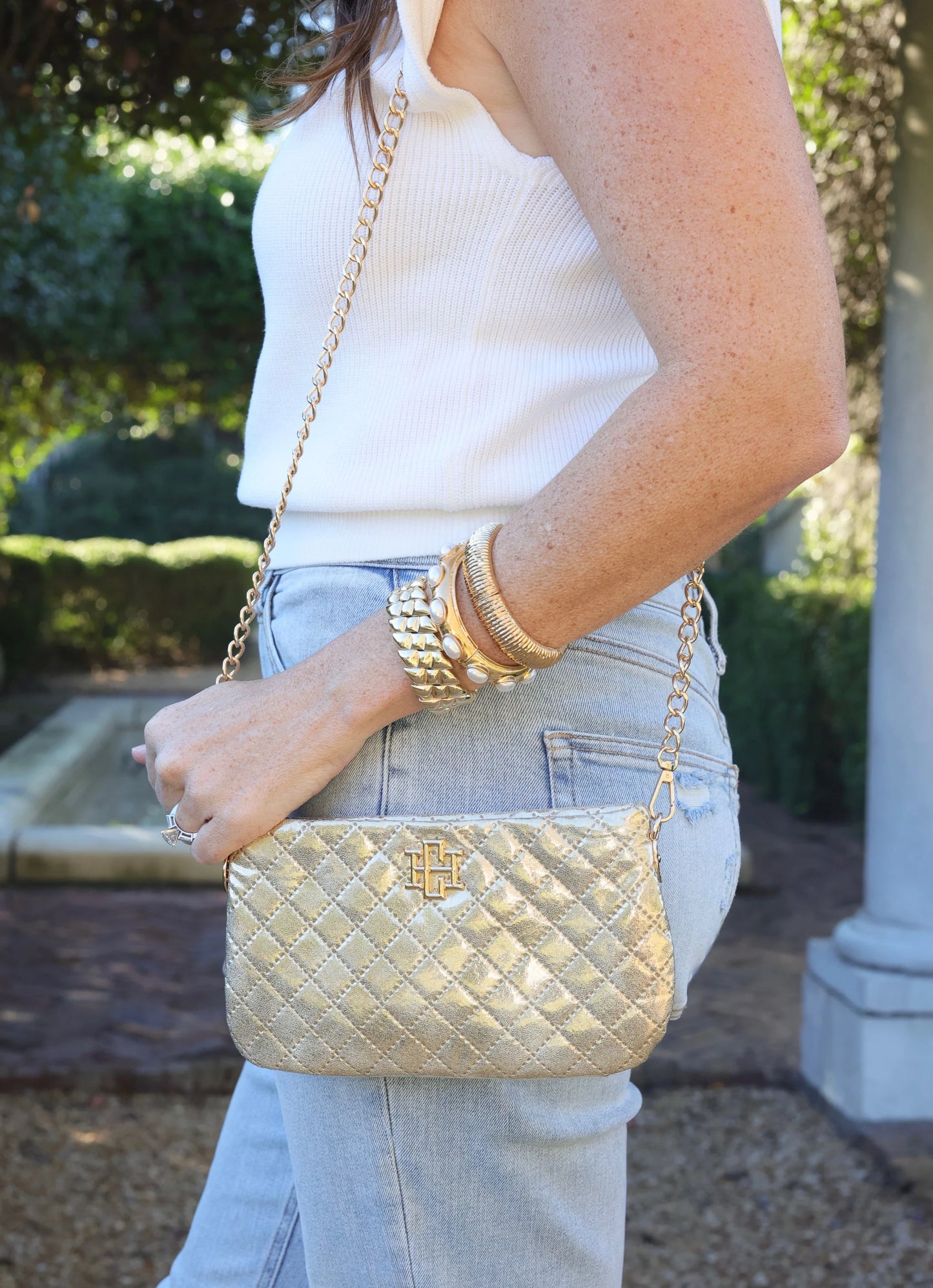 Caroline Hill Livi Quilted Crossbody Champagne Pop