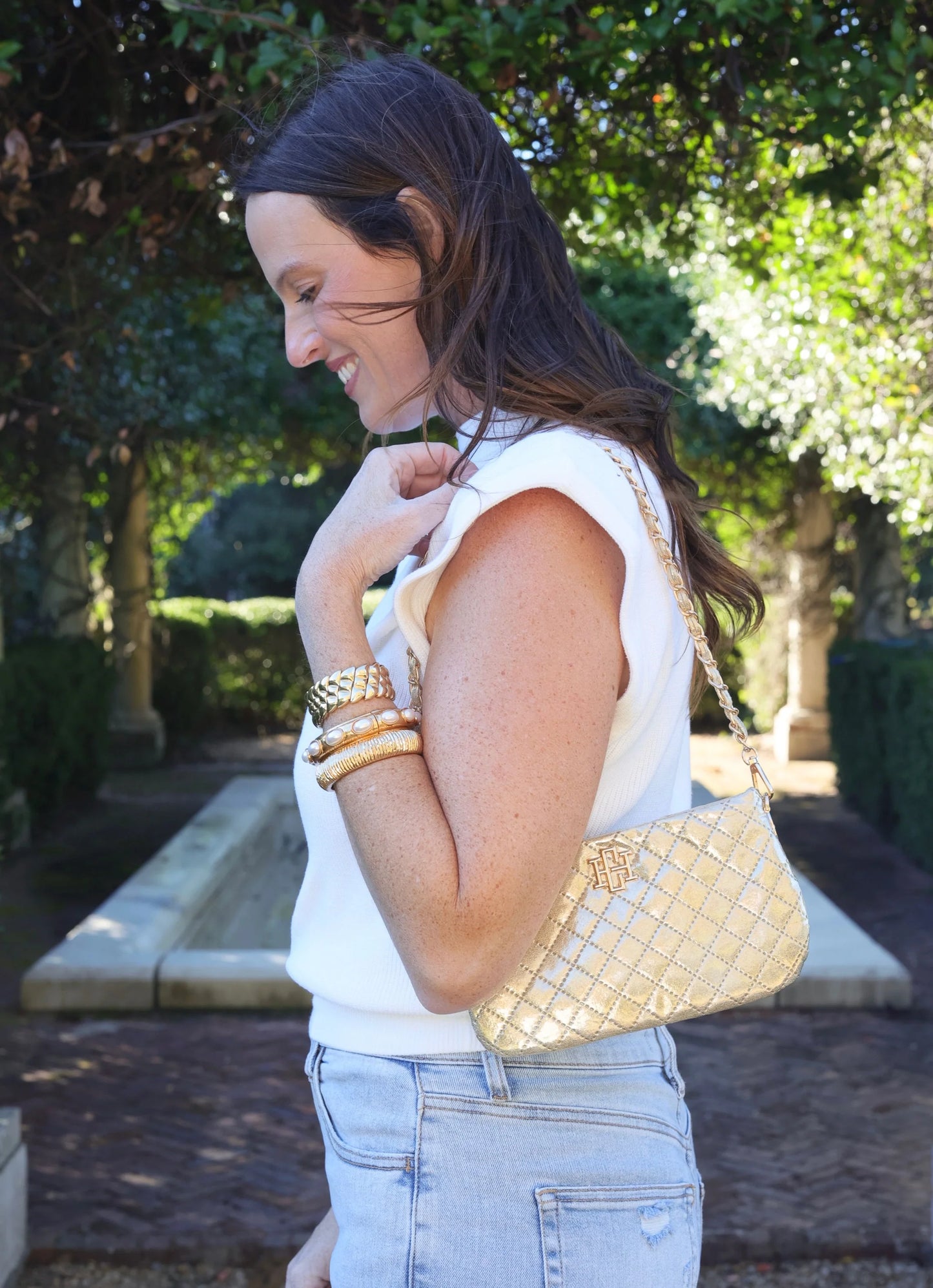 Caroline Hill Livi Quilted Crossbody Champagne Pop