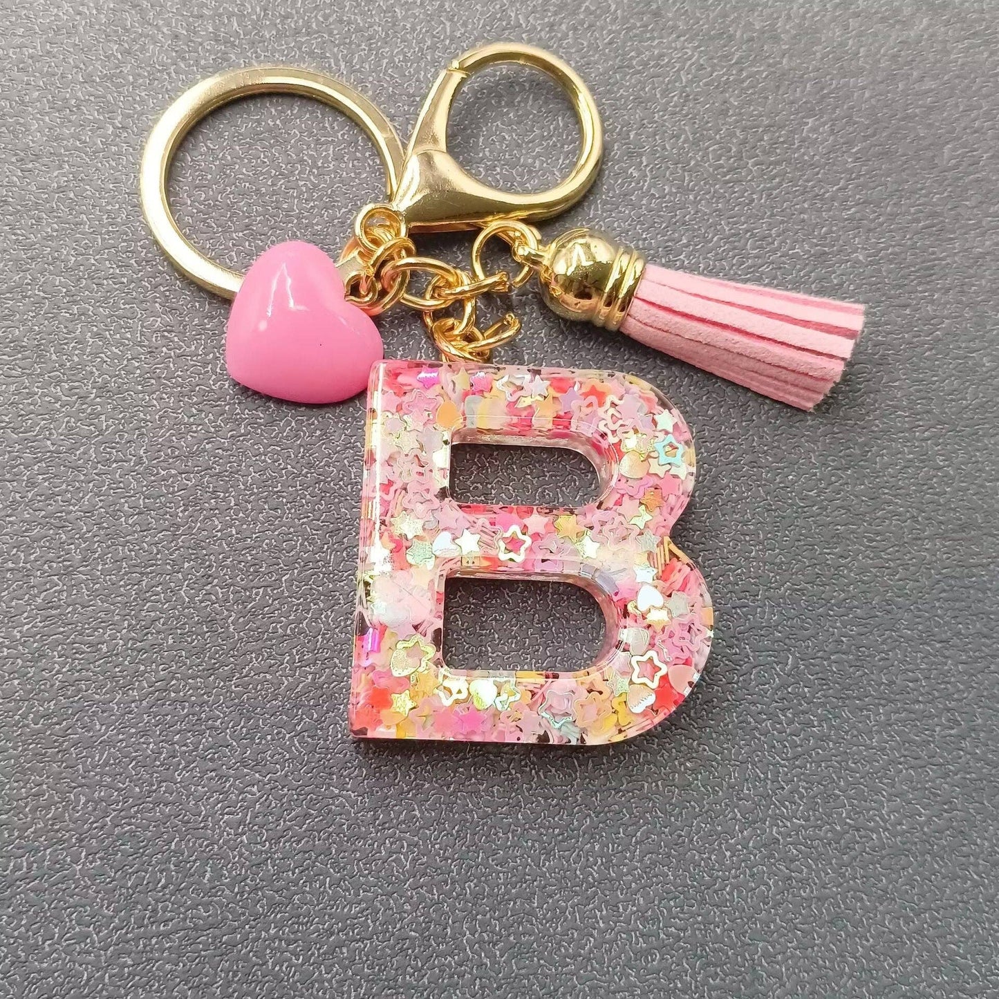 Letter Tassel Keychain (Pink)