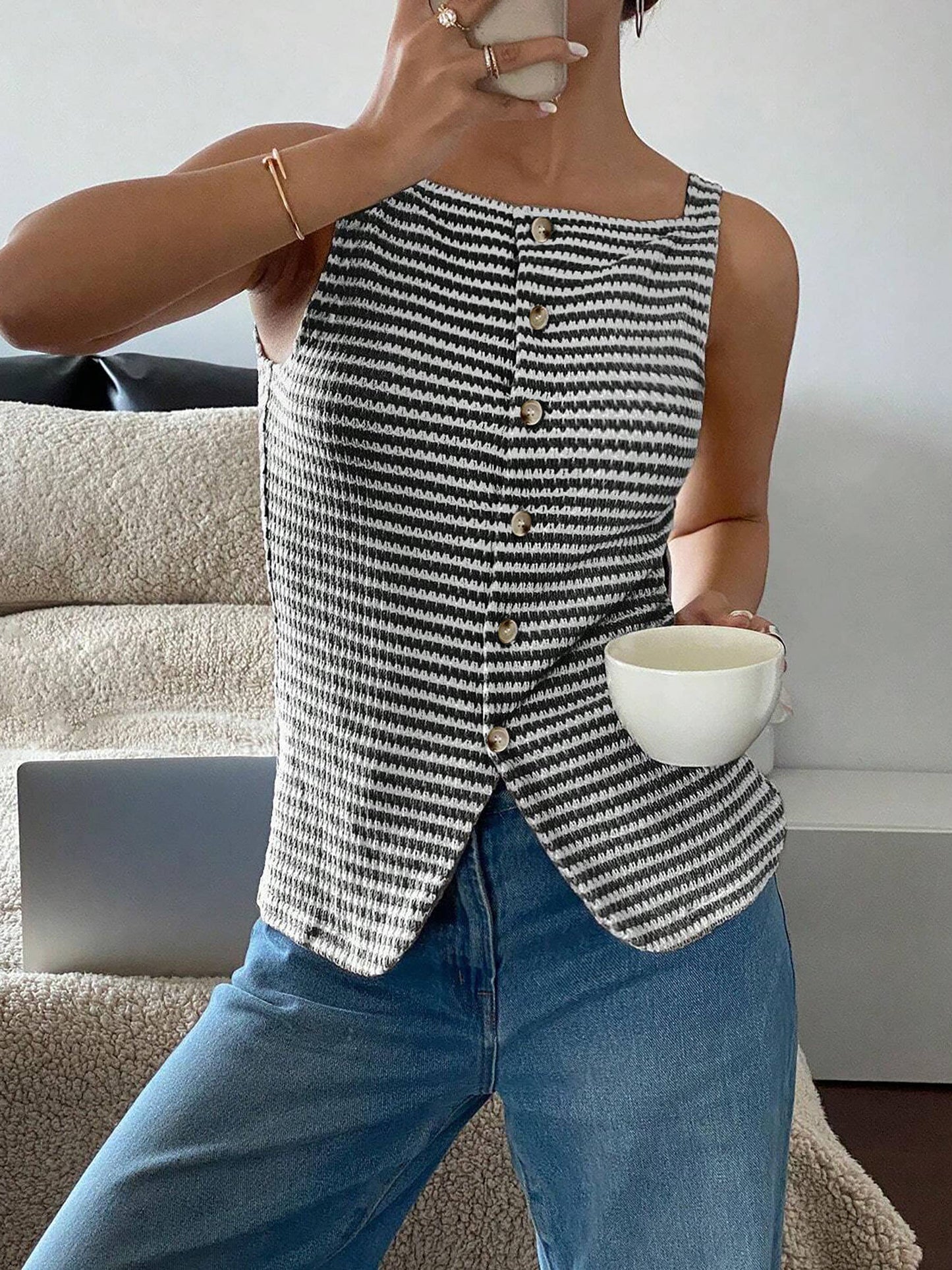 Marley Button Up Vest Top