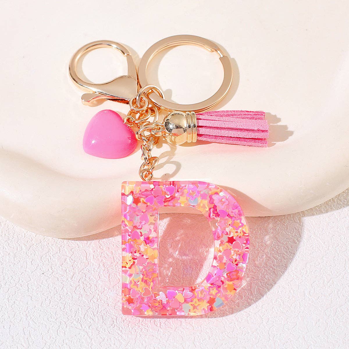 Letter Tassel Keychain (Pink)