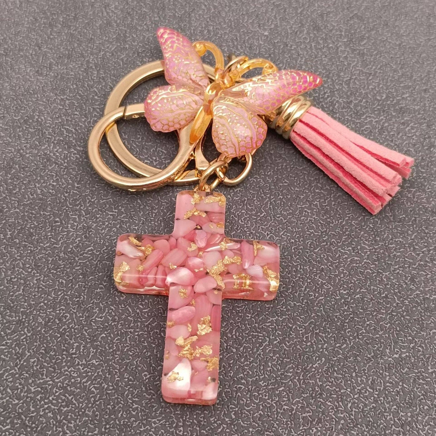 Butterfly Cross Tassel Keychain