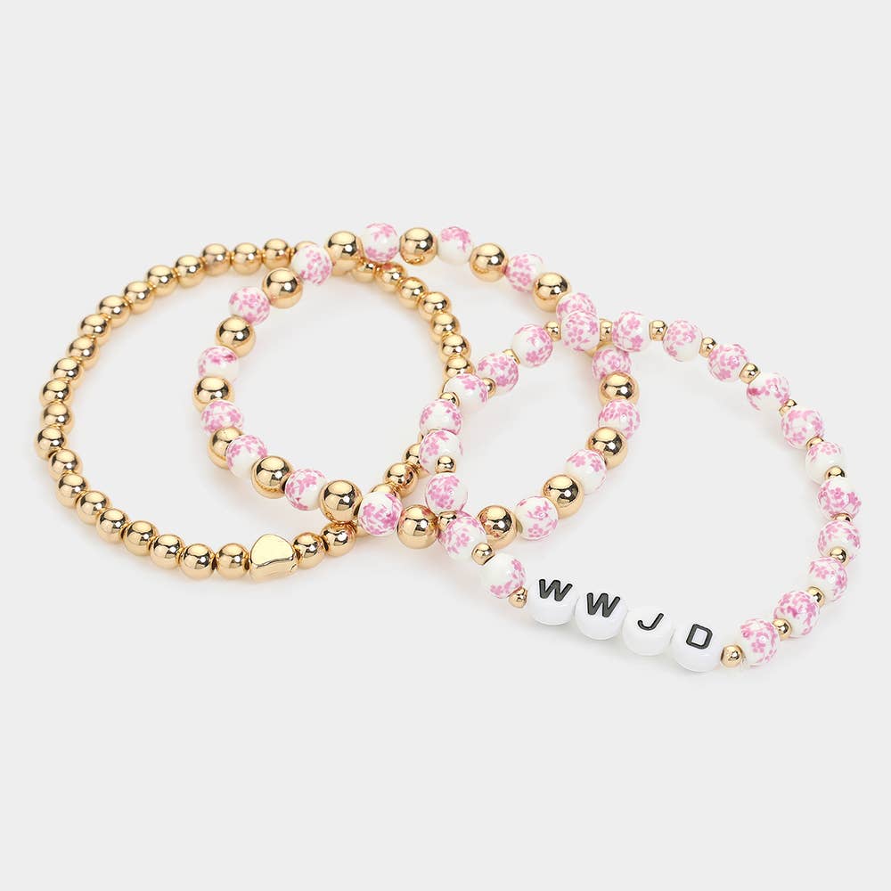 WWJD Trio Beaded Bracelets
