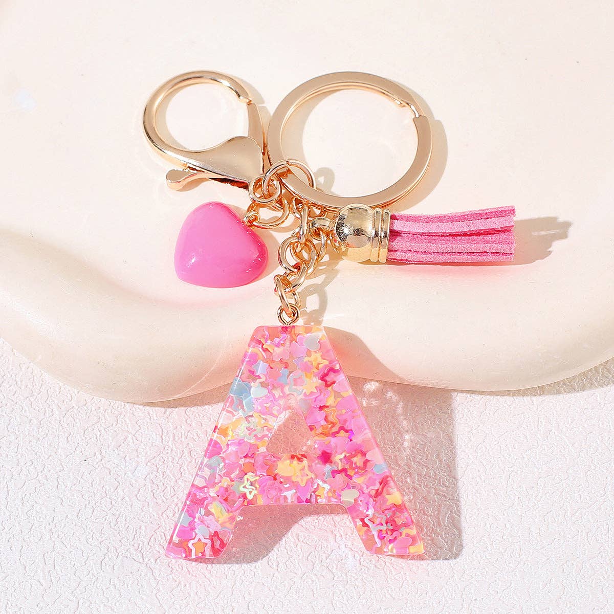 Letter Tassel Keychain (Pink)